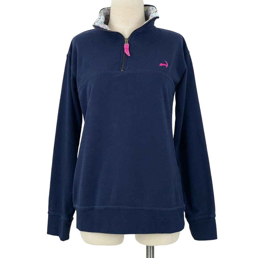 Cuffys of Cape Cod Sweater Womans S Qtr Zip Sweater Blue Long Sleeve Pullover